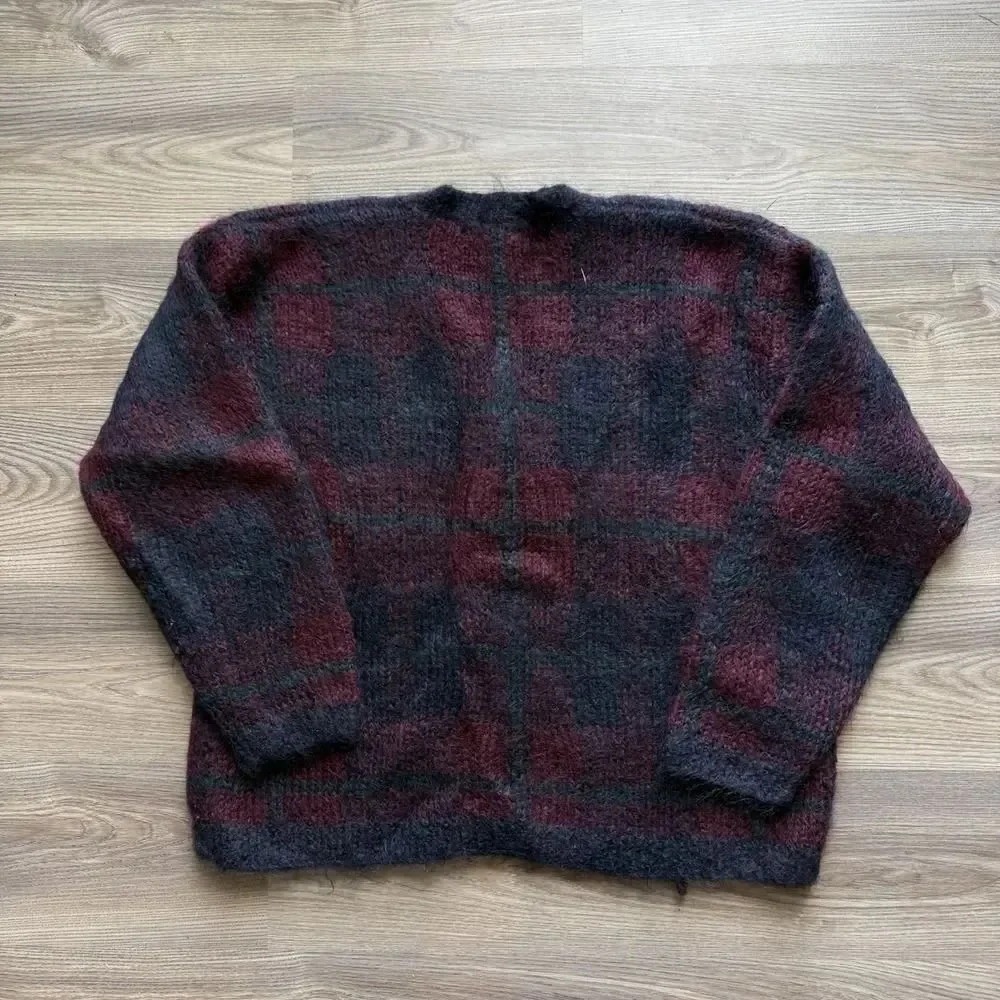 Vintage 90s Fuzzy‎ Mohair Cardigan Grandpa Sweater Knit Grunge Large